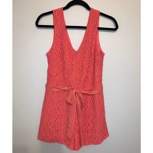 Coral Floral V Neck Romper